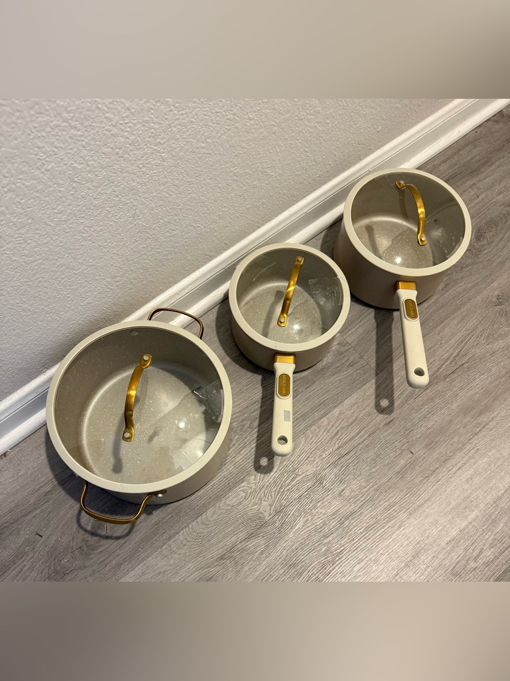 Thym & Table Granite 3 Pcs Ceramic Nonstick Cookware Tube & Gold